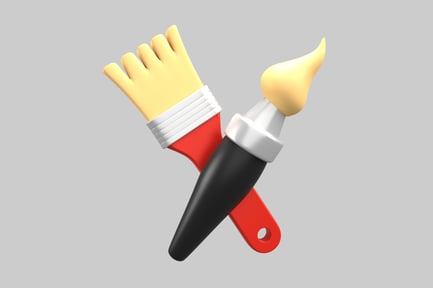 Preview: Duo of Artisan Brushes with Vibrant Yellow and Red Handles