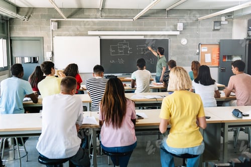 Preview: High School Teacher explaining electronics circuits To Pupils learning In Technology course