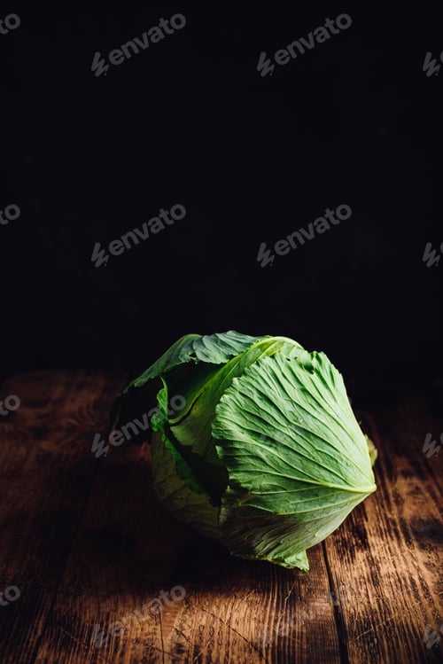 Preview: White Cabbage on Wooden Table