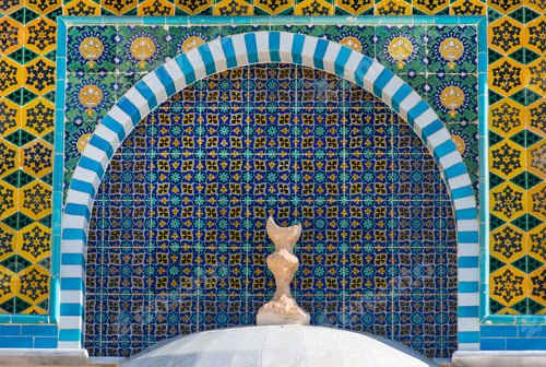 Preview: Islamic pattern, blue Arabic tile mosaic on mosque