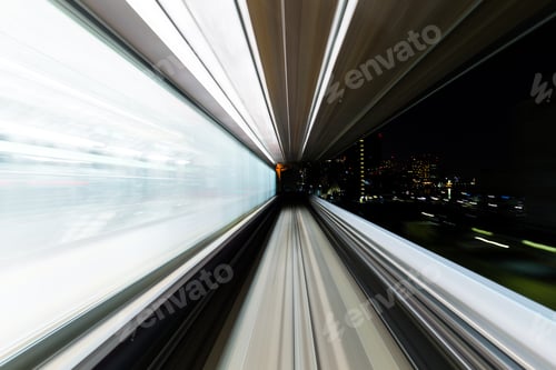 Preview: Fast train passing through city