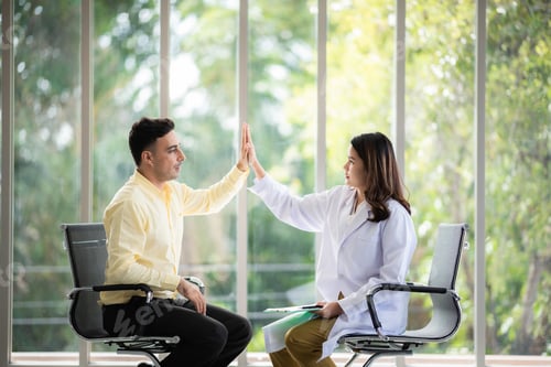 Preview: doctor and patient at hospital or clinic, medical mental health care therapy problem concept