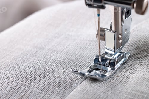 Preview: Modern Sewing Machine Presser Foot And Item Of Clothes. Sewing Process, Handmade, Hobby, Business