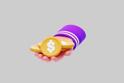 Preview: Hand holding three gold coins