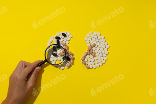 Preview: For national kidney month, kidneys on a yellow background.