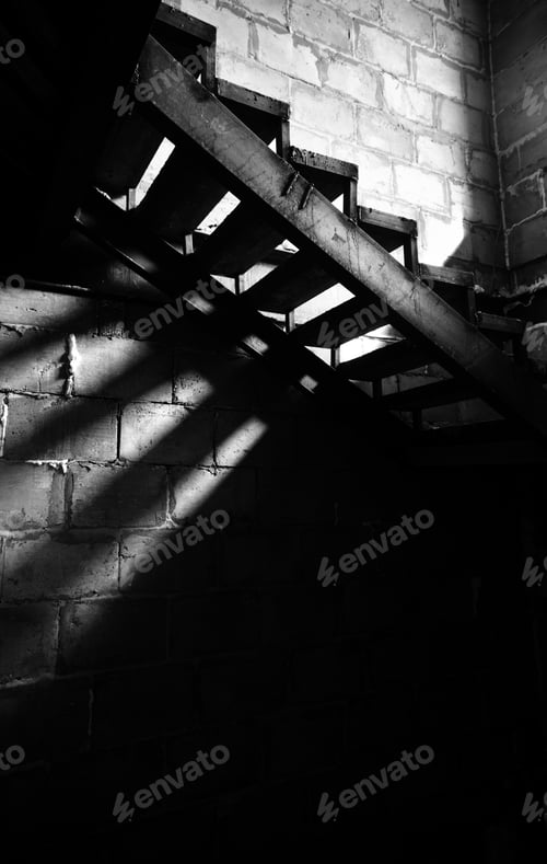 Preview: Metal old staircase in the abandoned building