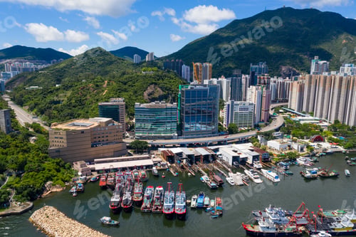 Preview: Sai Wan Ho, Hong Kong 20 June 2020: Aerial view of Hong Kong city
