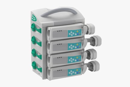 Preview: White Infusion Pump with Teal Panels and Green Ports