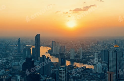 Preview: Cityscape with sunset view in Bangkok