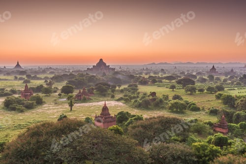 Preview: Bagan, Myanmar ancient temple ruins landscape in the archaeologi