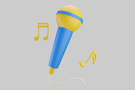 Preview: Cartoon microphone with music notes