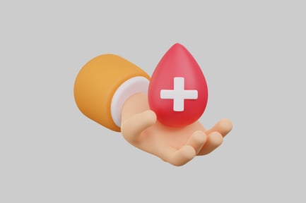 Visualização: Gesto de mão de doação de sangue em desenho animado