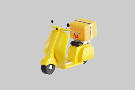 Scooter with yellow box