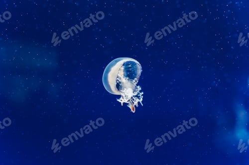Preview: Beautiful and colorful live jellyfish floating inside the sea.