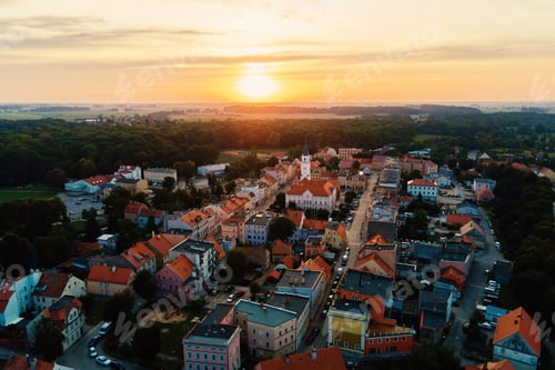 Preview: Cityscape of small european town, aerial view