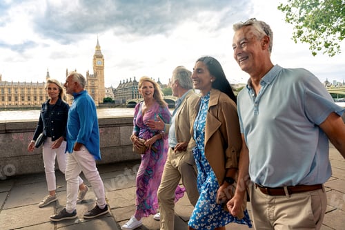 Preview: Senior group old buddies reunion in London