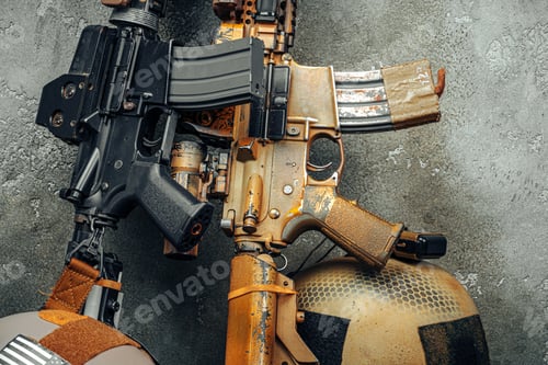 Preview: Modern weapon series. US Army assault rifle, close up