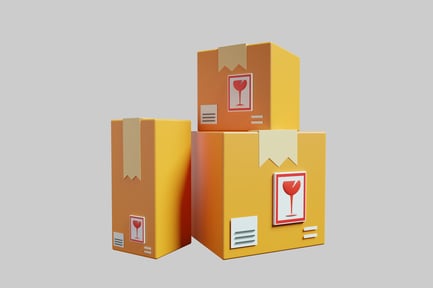 Preview: Stacked shipping boxes fragile contents