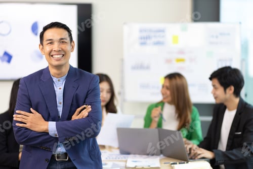 Preview: Portrait of a business man or manager in an employee meeting room.