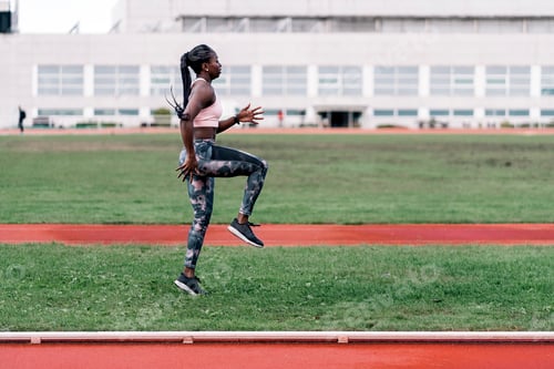 Preview: African-American young athlete warming up