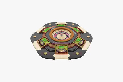 Visualização: Roda de roleta de cassino com fichas