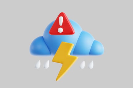 Preview: Cloud icon with warning symbol and precipitation