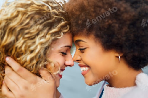 Preview: Loving lesbian couple at the street. LGTB concept