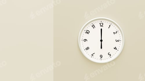Preview: Clock face wall with time and number isolated on color background.