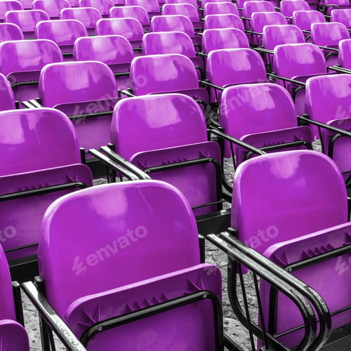 Preview: Empty plastic violet chairs