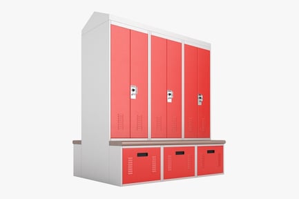 Preview: Red Metal Storage Lockers with Lower Compartments