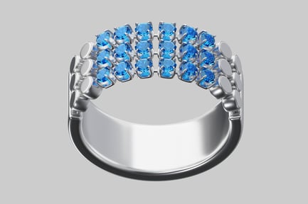 Preview: Silver ring with blue stones