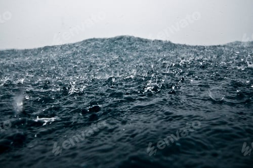Preview: Heavy raindrops hitting surface of ocean, Cocos Island, Costa Rica