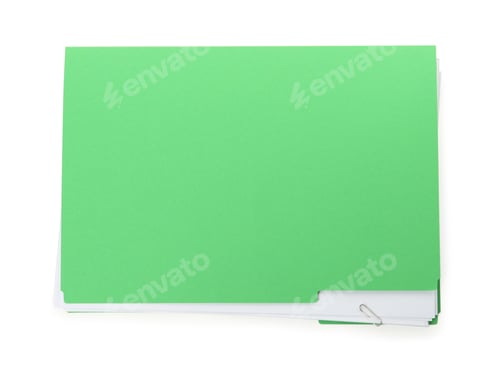 Preview: Light green file with documents isolated on white, top view