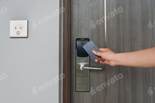 Preview: Electronic card key for open door in hotel.
