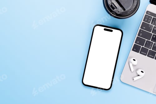 Preview: Blank screen smartphone on a desk