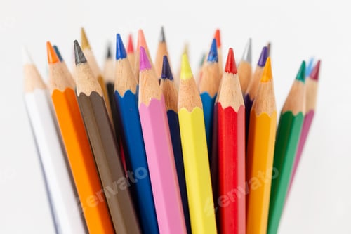 Preview: Coloring pencils isolated on off-white background, arts and crafts, back to school concept