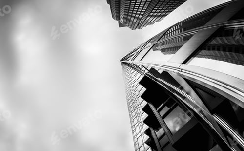 Preview: Greyscale low angle shot of high-rise buildings in the financial district of Toronto Canada