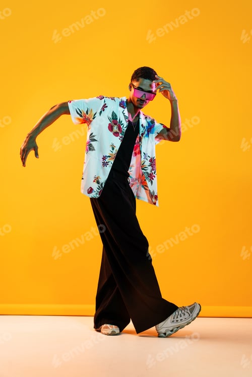 Preview: African man portrait in studio on colorful background