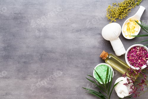 Preview: Spa natural skin care products background.