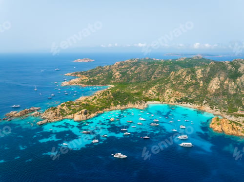 Preview: Drone view of a yachts, boats and sea bay. Vacation and holidays. Vacationing people.