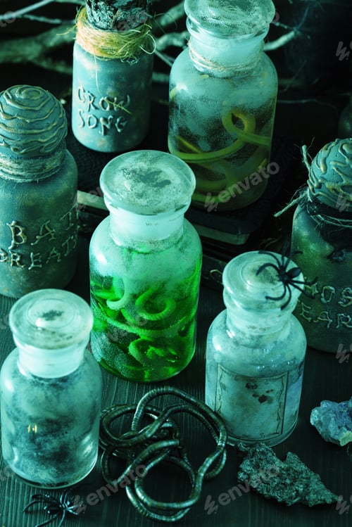 Preview: witch apothecary jars magic potions halloween decoration