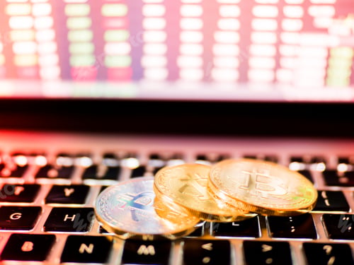 Preview: cryptocurrency and stock market business concept
