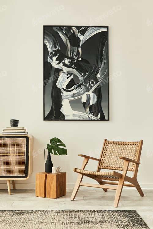 Preview: Stylish scandinavian living room interior of modern apartment