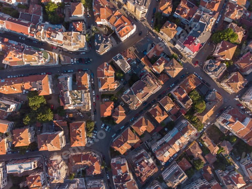 Preview: aerial view of the beautiful city of Burgas at sunset, Bulgaria