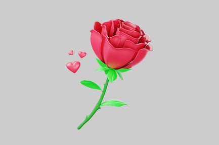 Preview: Red rose with hearts