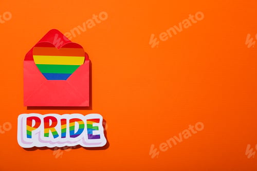 Preview: LGBT parade concept, symbols on orange background.