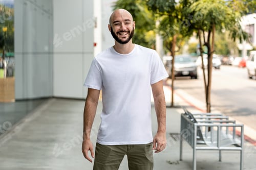 Preview: Man in white tee, basic wear apparel fashion