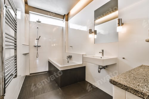 Modern Bathroom Interior Design with Tub and Sink