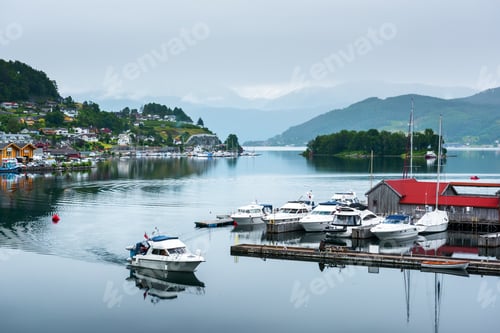 Preview: Cloudy summer view of Hardangerfjord