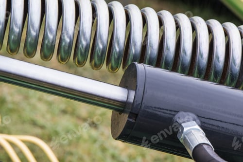 Preview: Piston or actuator and steel spring as part of pneumatic or hydraulic machine. Technology